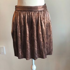 Rose gold metallic pleated skirt
